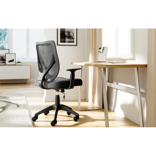 Scranton & Co Modern Jet Black Mesh Office Chair with Nylon Base