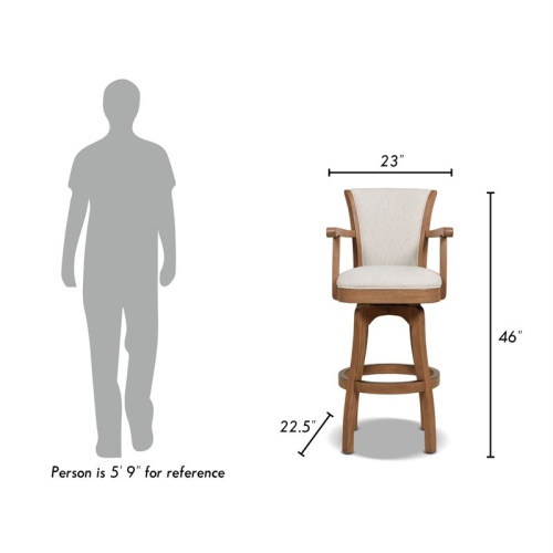 Jennifer Taylor Home Williams 31" Swivel Bar Stool with Armrests White Pepper