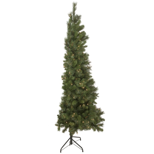 6.5' Pre-Lit Medium Beaver Pine Artificial Christmas Wall Tree, Clear Lights