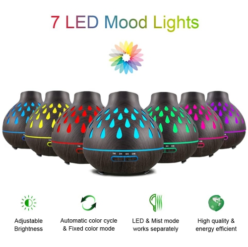 Essential Oil Diffusers 500ML, Remote Control Aromatherapy Diffusers for Essential Oils, Ultrasonic Humidifier with Waterless Auto-Off, 4 Timer and 2