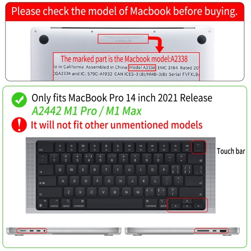 Watbro Compatible with 2021 MacBook Pro 14 Inch Laptop Case M1A2442 ,Colorful Marble Hard Shell Case & Keyboard Cover Skin f