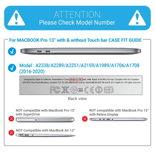 IBENZER Compatible with New MacBook Pro 13 Inch Case 2022 2021 2020 M1 A2238 A2289 A2251 A2159 A1989 A1706 A1708, Hard Shell