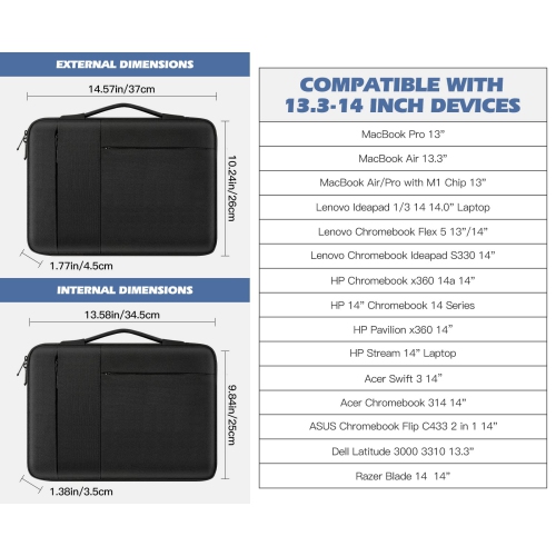 Dadanism 14 Inch Laptop Sleeve Bag for MacBook Pro M1 14 Inch 2021, MacBook Air/Pro M1 13 Inch 2020, HP Acer Chromebook 14",