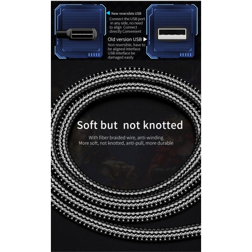 [3 Pack] Mcdodo USB-A to Lightning Fast Charging Cable USB 90 Degree Right Angle Gaming LED Nylon Braided for iPhone14 iPhone 13/Pad/Pod