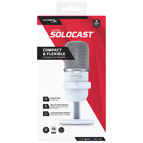 Microphone à condensateur USB pour le jeu SoloCast de HyperX - Blanc