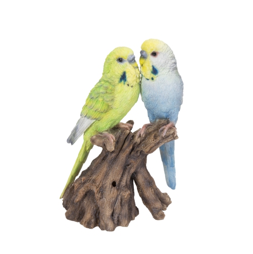 HI-LINE GIFT LTD  Motion Activated Singing Couple Budgerigar On Stump