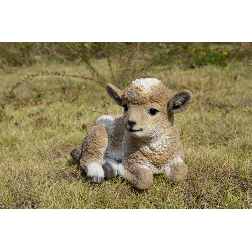 Hi-Line Gift Ltd Small Brown & White Baby Lamb Lying Down
