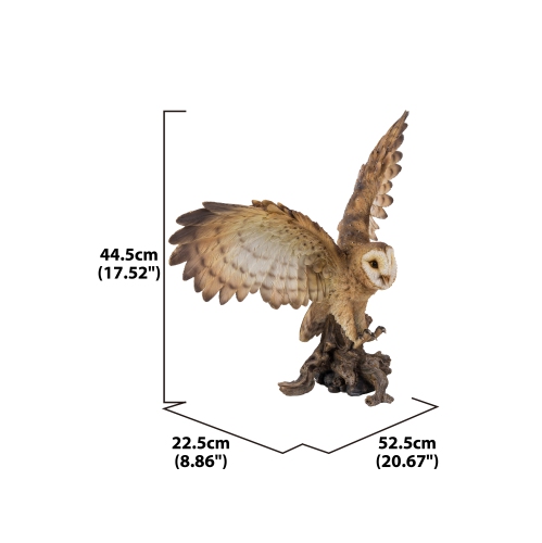 Hi-Line Gift Ltd Barn Owl On Stump with Open Wings