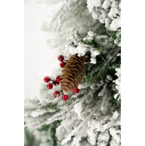 Hi-Line Gift Ltd Christmas Tree Fiber Optic Snow with Cones & Berries