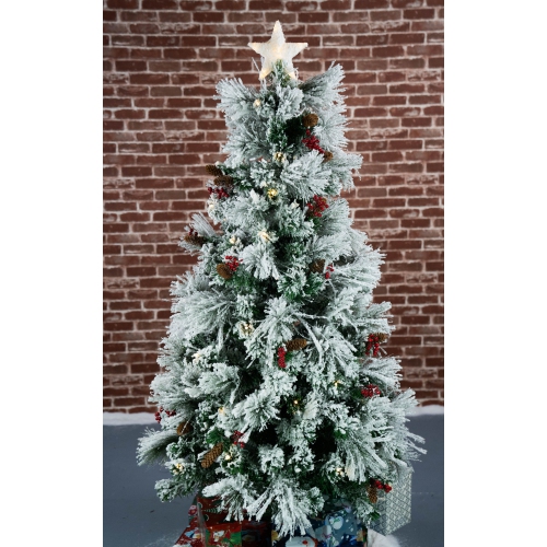 Hi-Line Gift Ltd Christmas Tree Fiber Optic Snow with Cones & Berries