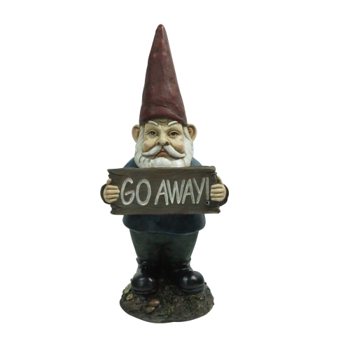 Hi-Line Gift Ltd Gnome Holding Go Away Sign