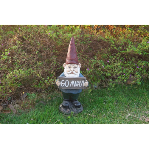 Hi-Line Gift Ltd Gnome Holding Go Away Sign