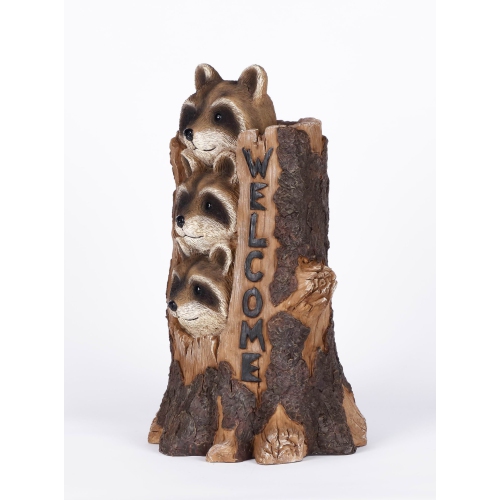HI-LINE GIFT LTD  Stacking Racoon Welcome Sign (Hi-Line Exclusive)