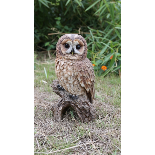 Hi-Line Gift Ltd Brown Owl On Stump