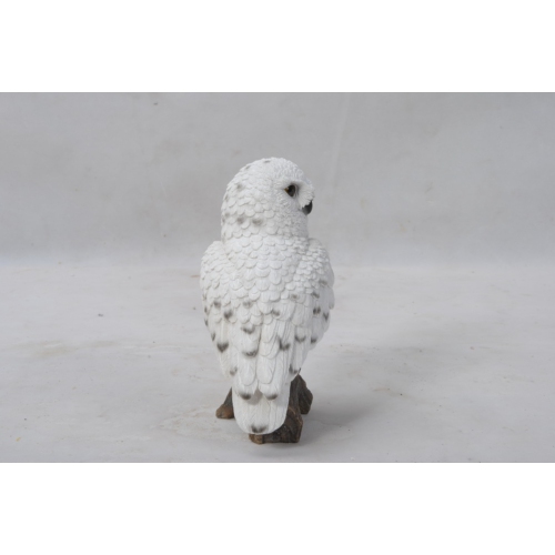Hi-Line Gift Ltd Small Snowy Owl On Stump