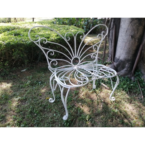 HI-LINE GIFT LTD  Metal Garden Butterfly Chair In White