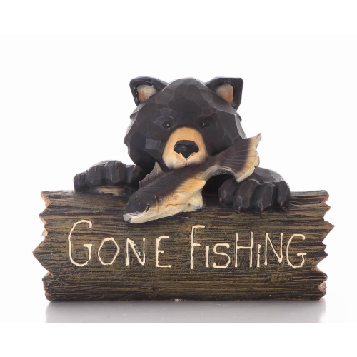 HI-LINE GIFT LTD  Bear With A Gone Fishing Sign
