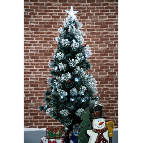 Hi-Line Gift Ltd Christmas Tree Fiber Optic Green with Cones & Berries