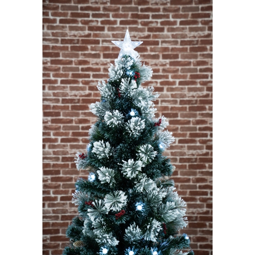 Hi-Line Gift Ltd Christmas Tree Fiber Optic Green with Cones & Berries