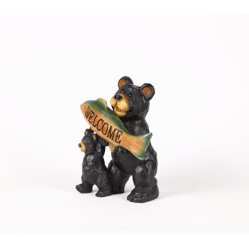 HI-LINE GIFT LTD  Bears Hold Fish Welcome Sign