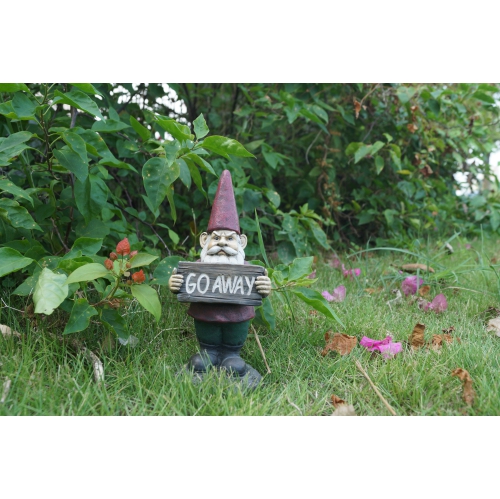 Hi-Line Gift Ltd Gnome Holds Go Away Sign