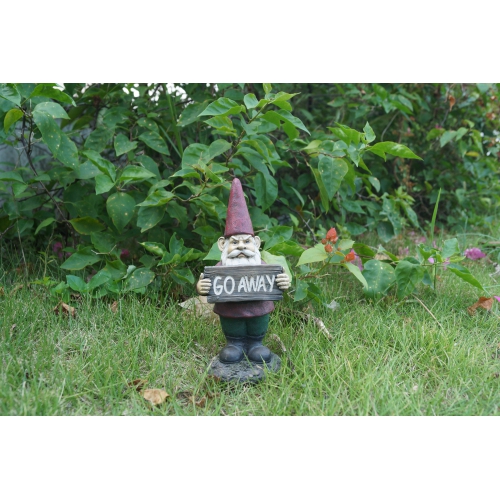 Hi-Line Gift Ltd Gnome Holds Go Away Sign