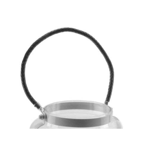 18" Hurricane Pillar Glass Candle Lantern with White Metal Frame