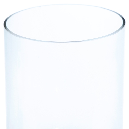 15.25" Clear Glass Hurricane Pillar Candle Holder with Wooden Base