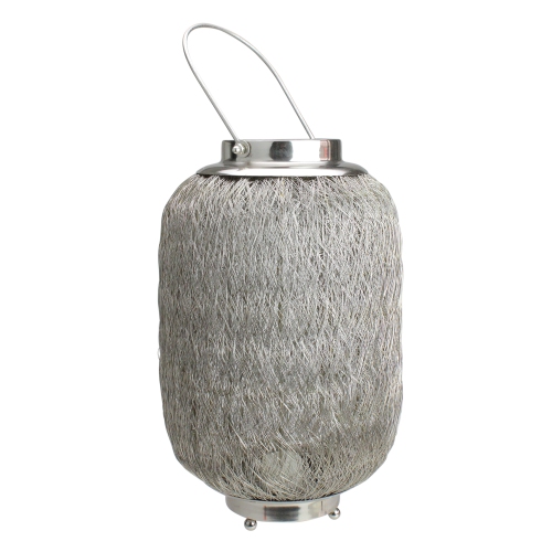 23" Beach Day Contemporary Chic Large Wire Woven Hurricane Pillar Candle Holder