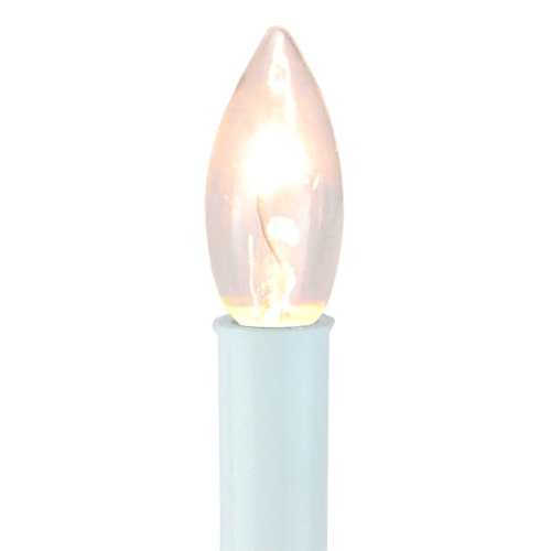 9" Pre-Lit White and Gold C7 Light Christmas Candle Lamp with Sensor