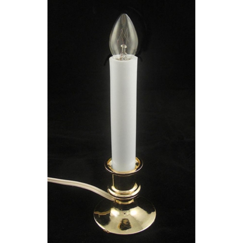 9" Pre-Lit White and Gold C7 Light Christmas Candle Lamp with Sensor