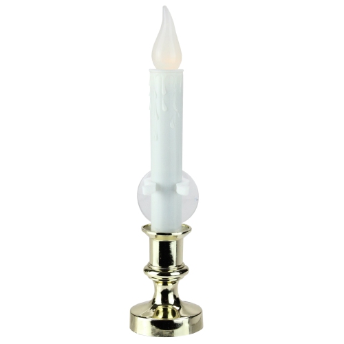 NORTHLIGHT  8.5" Pre-Lit And Gold Led Flickering Window Christmas Candle Lamp In White