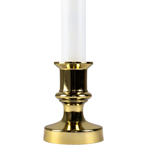 8.5" Pre-Lit White and Gold LED Flickering Window Christmas Candle Lamp