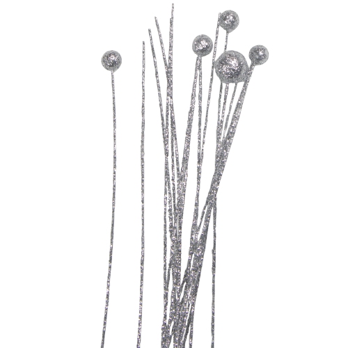 43" Silver Glittered Long Christmas Pick Decoration