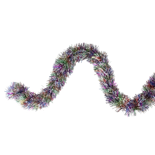 50' x 3" Silver Tinsel Rainbow Artificial Christmas Garland - Unlit