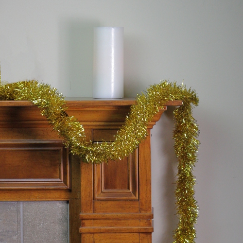 50' x 4" Shiny Gold Traditional Christmas Foil Tinsel Garland - Unlit