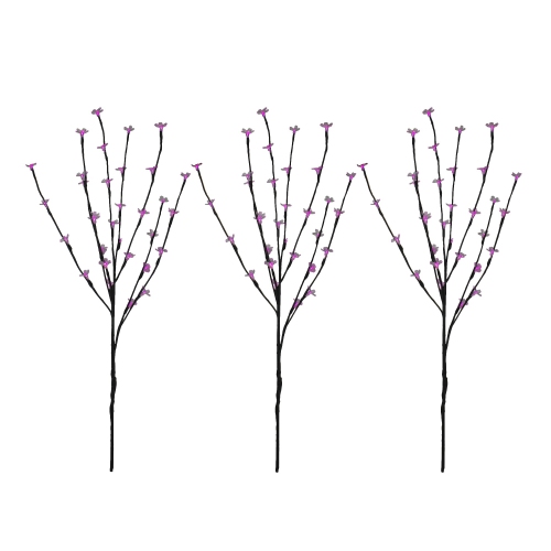 NORTHLIGHT  Set Of 3 Pre-Lit Cherry Blossom Artificial Tree Branches, 72 Led Lights In Pink