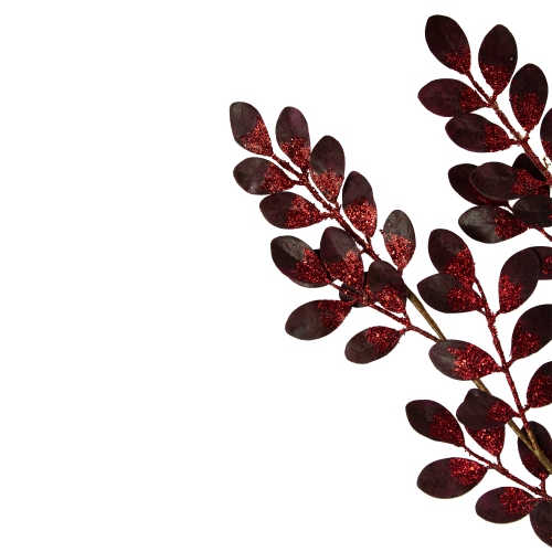 37" Red Glittered Leaves Artificial Christmas Spray