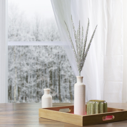 25" White Glittered Artificial Foxtail Christmas Spray