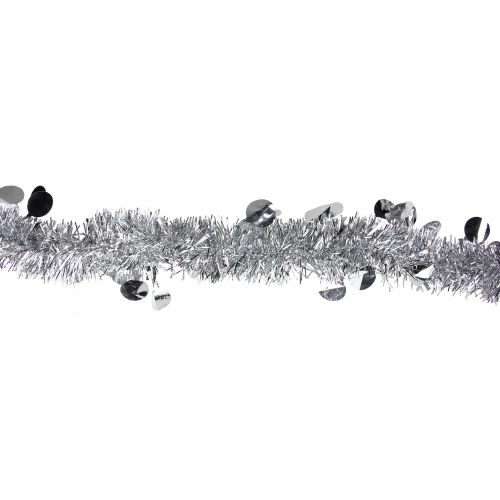 50' x 2.5" Silver Shiny Tinsel Artificial Christmas Garland - Unlit