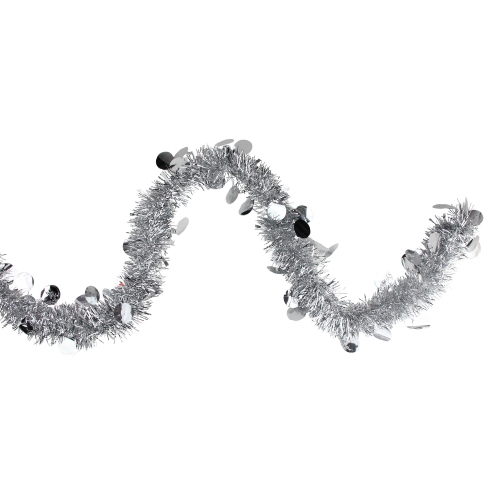 50' x 2.5" Silver Shiny Tinsel Artificial Christmas Garland - Unlit
