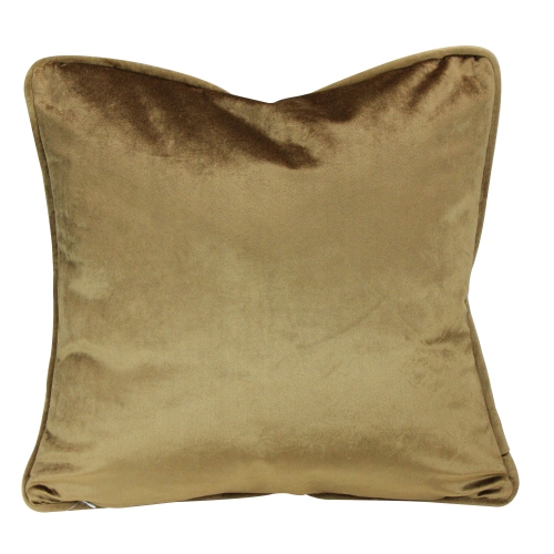17" Umber Brown Solid Plush Square Throw Pillow with Piped Edging