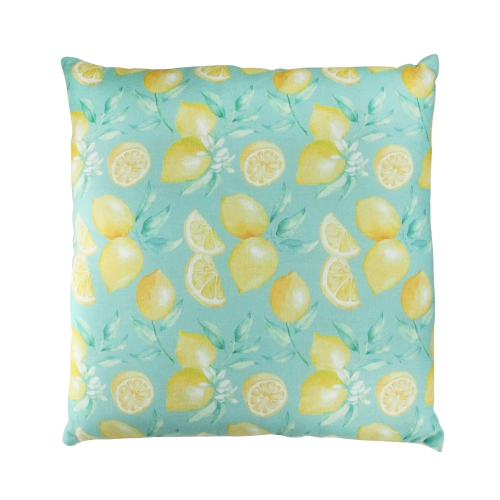18" Blue and Yellow Tropical Lemons Square Throw Pillow