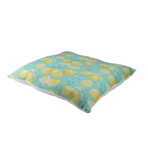 18" Blue and Yellow Tropical Lemons Square Throw Pillow