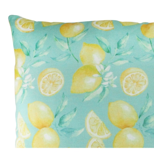 18" Blue and Yellow Tropical Lemons Square Throw Pillow