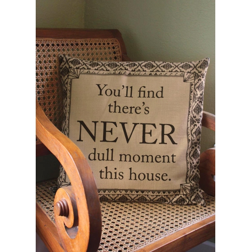 18" Downton Abbey Life "Never a Dull Moment" British Decorative Damask Square Throw Pillow