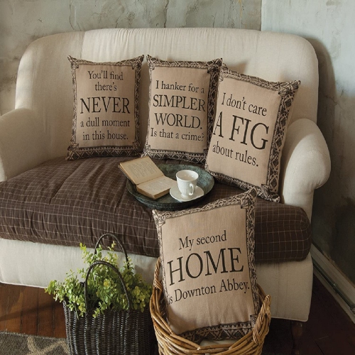 18" Downton Abbey Life "Never a Dull Moment" British Decorative Damask Square Throw Pillow