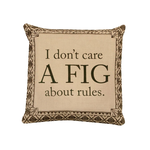 HERITAGE LACE  18" Downton Abbey Life "don't Care A Fig About Rules" British Decorative Damask Square Throw Pillow