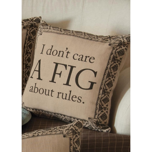 18" Downton Abbey Life "Don't Care a Fig About Rules" British Decorative Damask Square Throw Pillow