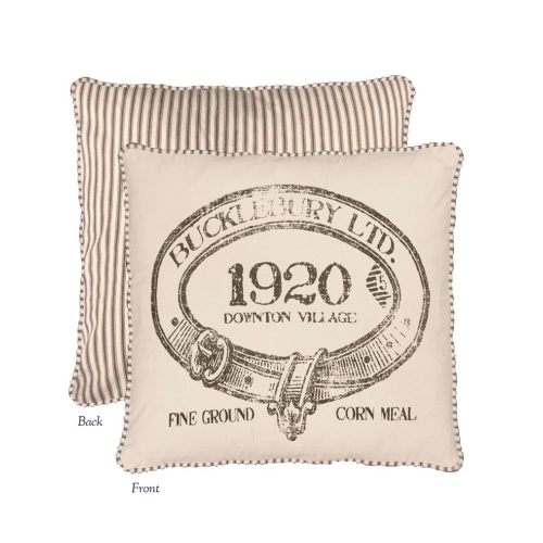 18" Downton Abbey Village British 1920 Decorative Ticking Stripe Reversible Square Throw Pillow